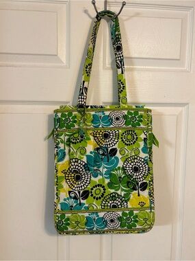 Vera Bradley Green Floral Quilted Commuter Tote Bag